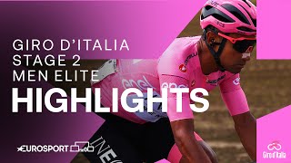 FROM CRASH TO VICTORY 🫨  Giro DItalia Stage 2 Race Highlights  Eurosport Cycling [upl. by Amlez]