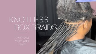 Knotless Box Braids on Short amp Soft Hair [upl. by Sylirama]