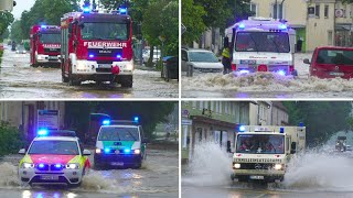 Hochwasserkatastrophe Bayern Einsatzfahrten in Babenhausen bei Katastrophenalarm [upl. by Melamie944]