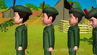 3D Animation Five Little Soldiers Nursery Rhyme for children with Lyrics [upl. by Gorden]