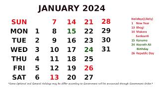 January Calendar 2024 [upl. by Brina]