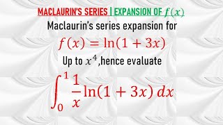 MACLAURIN’S SERIES  Expansion for ln13x [upl. by Harvison]