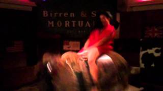 Wild girl with mini dress rides a mechanical bull [upl. by Airrej]