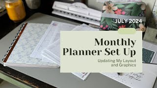 Monthly Planner Set Up July 2024  Updating Layout and Graphics [upl. by Melly493]