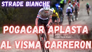 RESUMEN STRADE BIANCHE 2024POGACAR ARRASA ATAQUE 80 KILOMETROS [upl. by Ebaj]