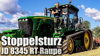 Stoppelsturz und Feldränder Mulchen mit JOHN DEERE 8345RT Raupe und dem John Deere 6530 Premium [upl. by Wareing]