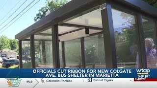 Officials cut ribbon on new Colgate Ave bus shelter in Marietta [upl. by Ardnahcal683]