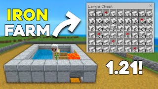 EASIEST IRON FARM in Minecraft Bedrock 121 [upl. by Eniluqaj]