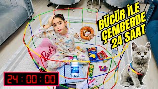 KEDİMİZ BÜCÜR İLE ÇEMBERDE 24 SAAT CHALLENGE  ÇEMBERDEN SON ÇIKAN KAZANIR [upl. by Ogg992]