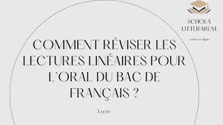 Oral du bac de français  comment faire ses fiches et préparer ses lectures linéaires [upl. by Clerk]