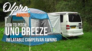 OLPRO  How to Pitch The Uno Breeze Inflatable Campervan Awning [upl. by Savannah]