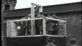 A Nazi war criminal is brought to scaffold for execution by method of hanging in HD Stock Footage [upl. by Inoy928]