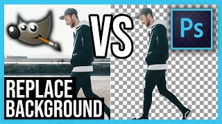 Replace Background  GIMP VS Adobe Photoshop [upl. by Htomit]