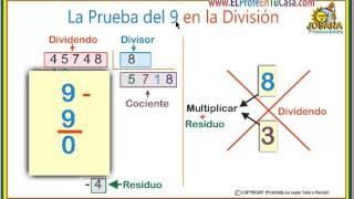 La prueba del 9 en la división  Cambiamos a MatematicaPasoAPasocom [upl. by Yoshi8]