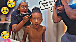 NESHA TRIED TO CUT OUR SON HAIR FOR THE FIRST DAY OF SCHOOL Big mistake [upl. by Mauricio]