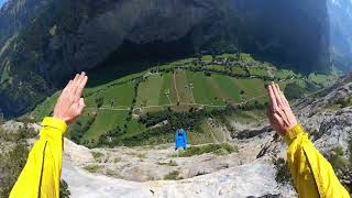 Two way BASE jump from High Nose in Lauterbrunnen Switzerland [upl. by Anilorac106]