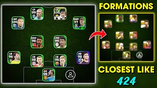 Closest Formations to 424 in eFootball 2024 mobile 😍  eFootball Best Formations [upl. by Laius]