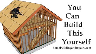 How To Build Two Car Garage With Storage Loft And Stairs  Building Education Series Part 1 [upl. by Pennie]