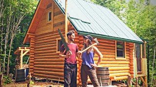 Canadian Couple Builds Their DREAM Home with HANDTOOLS Tiny Log Cabin in the Forest FULL BUILD [upl. by Acherman]