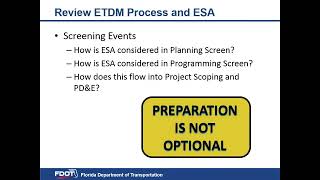 FDOT OEM Pre Requisite Session for USFWS ESA Consultation [upl. by Oderfodog]