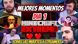 Mejores Momentos y Muertes DÍA 1 Minecraft Extremo 2 😈  MANGEL XOKAS NEXXUZ IBAI AURON Y MAS [upl. by Sky546]