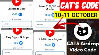 Learned to Code Cats Video Code  Cats Youtube Code Today  How to Withdraw Cats 11 Oct cats code [upl. by Det842]