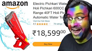 I BOUGHT THE WEIRDEST HOLI PICHKARI FROM AMAZON [upl. by Doty]