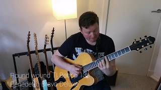 Roundwound vs Flatwound strings on jazz guitars [upl. by Luapsemaj]