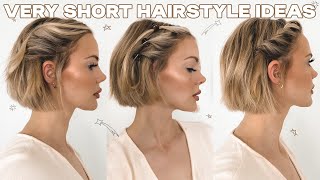 EASY AND QUICK HAIRSTYLES FOR SHORT HAIR updos half updos easy braids and no braid styles [upl. by Xenia891]