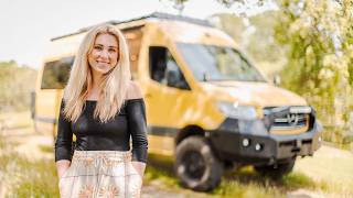 Her Custom DIY Adobe Camper Van  Solo Female Van Life [upl. by Waller]