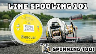 How To Spool Fishing Line On Reels Spinning amp Baitcasting [upl. by Aneelehs]