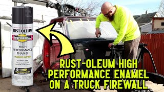 Bug Out Truck Build Ep 41  Painting Firewall with Rustoleum HP Enamel by GettinJunkDone [upl. by Anirtap]