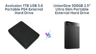 Avolusion 1TB USB 30 Portable PS4 HDD vs UnionSine 500GB 25quot Ultra Slim Portable HDD [upl. by Elleivap]