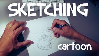 Pencil Sketching cartoon video  in real time step by step with action camera [upl. by Selia]