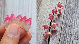 ribbon flowers easy  how to make Lily of the valley flowers  diy [upl. by Sweatt82]