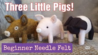 Full Beginner Tutorial  Very Easy Needle Felted Pigs  Needle Felting For Beginners  Felted Pig [upl. by Guendolen]