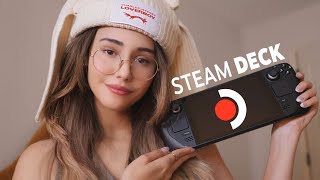 ASMR hands on with the Steam Deck OLED handheld  unboxing playing video games  Casual Review 🎮 [upl. by Tine644]