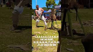 Woodchopping Standing Hard Hitting Championship Dale Beams 22 hits takes the win woodchopping [upl. by Stephanus]