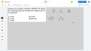 Cescea De quantas maneiras distintas um grupo de 10 pessoas pode ser dividido em grupos [upl. by Acinyt]