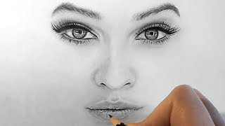 How to draw shade realistic eyes nose and lips with graphite pencils  Step by Step [upl. by Alene]