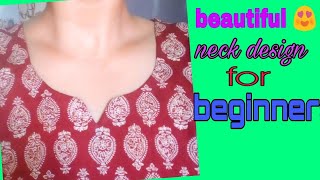 simple kurti Neck design cutting and stitching  latest suit gala design 2020 for biggner [upl. by Gnuj]