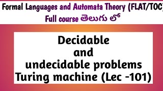 decidable and undecidable problems in Turing machine [upl. by Peckham]