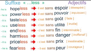 Les adjectifs avec le suffixe less [upl. by Asiaj]