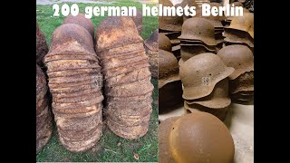 200 German helmets found on the berlin battlefield all stacked up another [upl. by Tiga]