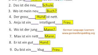 More work with adjective endings in german in the nominative case  wwwgermanforspaldingorg [upl. by Ennagrom278]