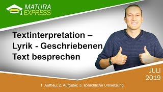 Textinterpretation – Lyrik  Zentralmatura Deutsch September 2019 25 [upl. by Sebastian]