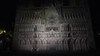 Nidaros Cathedral Bells Ringing At Night Trondheim Norway Sept 2 2017 [upl. by Raimes966]