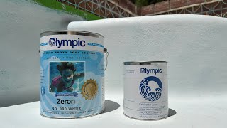 OLYMPIC BRAND BY KELLEY TECH COATINGS EPOXY POOL PAINT  COLOR ZERON WHITE [upl. by Irafat]