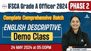 IFSCA Grade A Officer 2024  English Descriptive Demo Class By Parneet Kaur [upl. by Nylemaj]