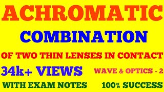 ACHROMATIC COMBINATION OF THIN LENSES IN CONTACT  METHOD TO REMOVE CHROMATIC ABERRATION  NOTES [upl. by Yarised]